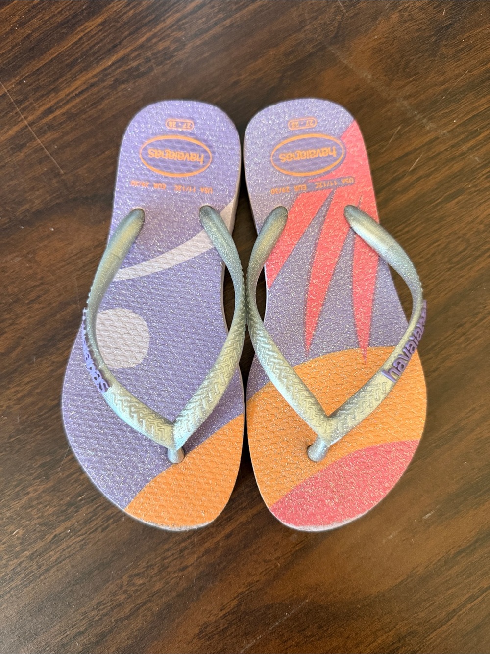 Havaianas Purple, Coral & Orange Graphic Flip Flops